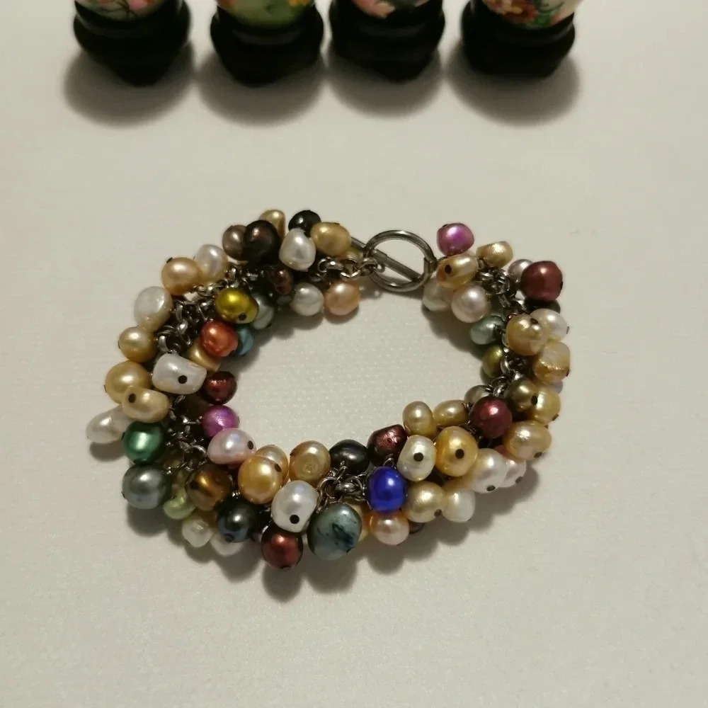 Colorful natural  pearl bracelet
